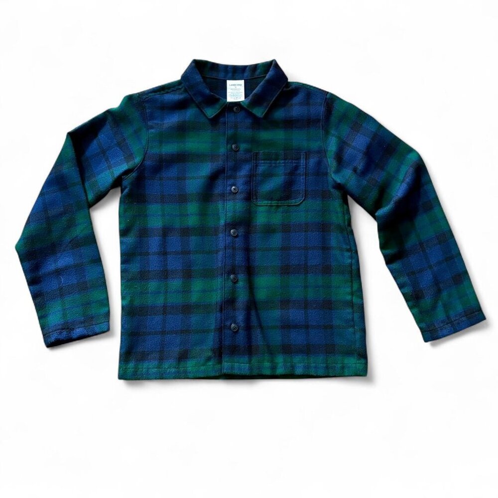 Lands' End Plaid Flannel - Youth Size 12 Button-Up Shirt